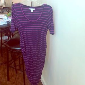 Motherhood maternity dress purple striped